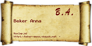 Beker Anna névjegykártya